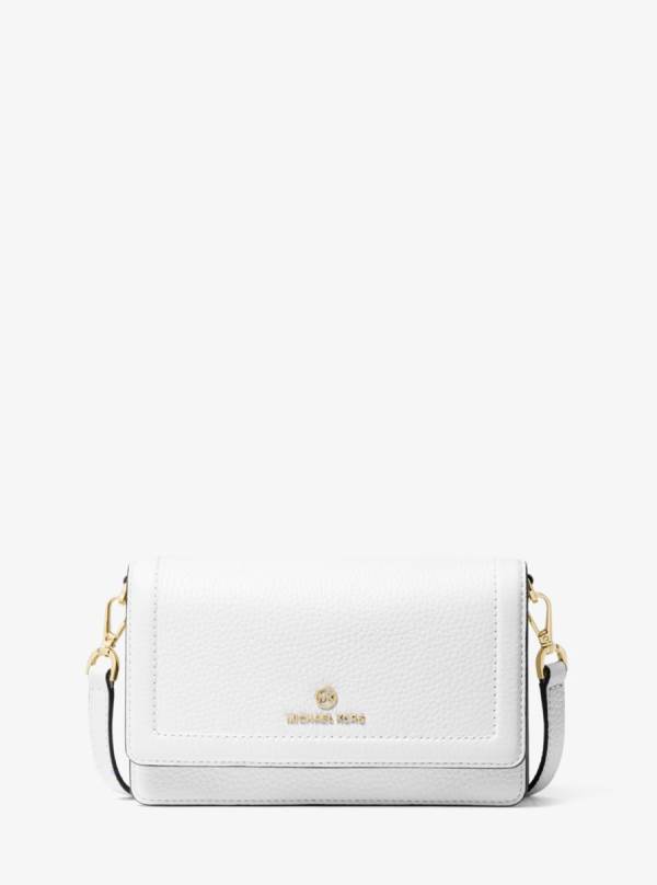 Damske Crossbody Kabelka Michael Kors Jet Set Small Pebbled Leather Smartphone Convertible Biele - Kabelky Michael Kors Sleva | HLPMY-2759